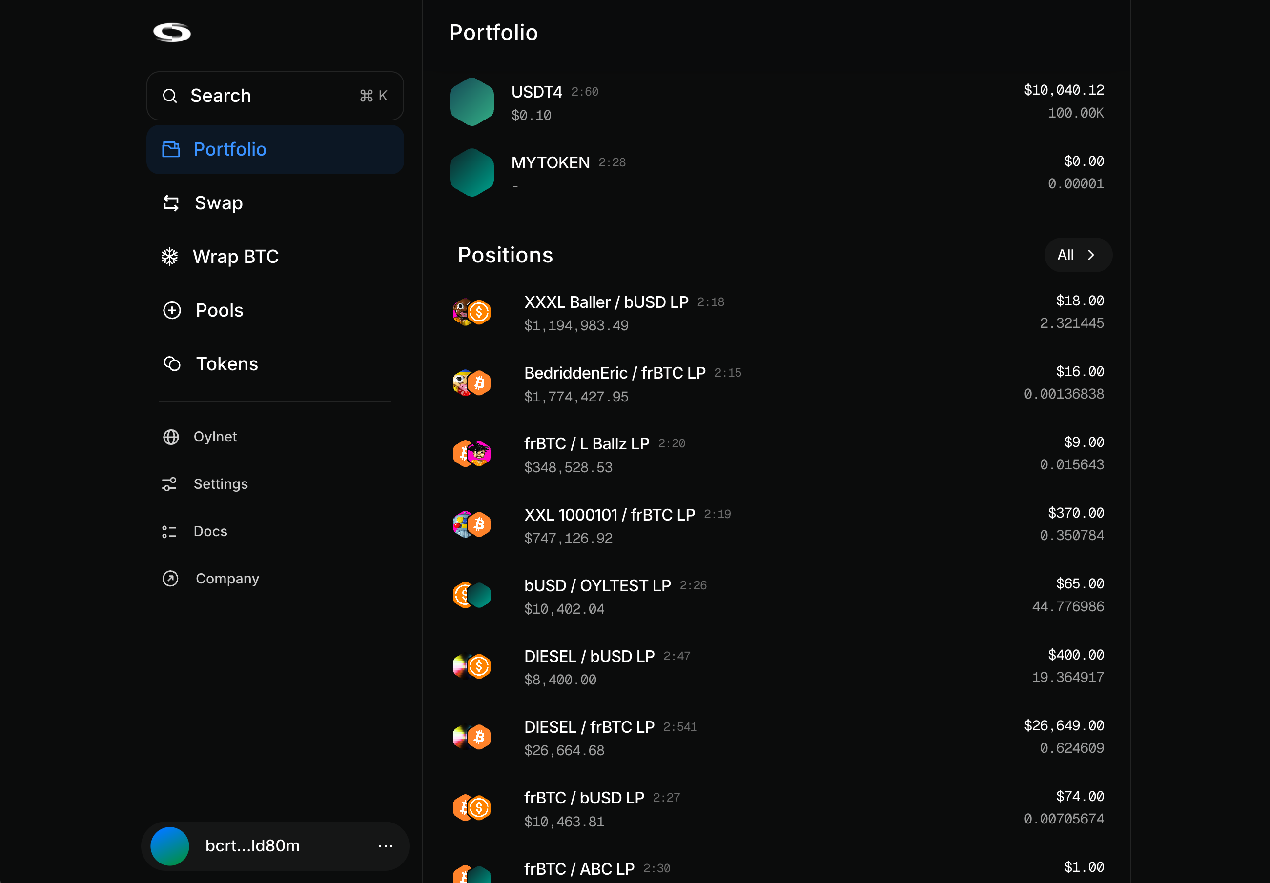 Portfolio with LP Tokens