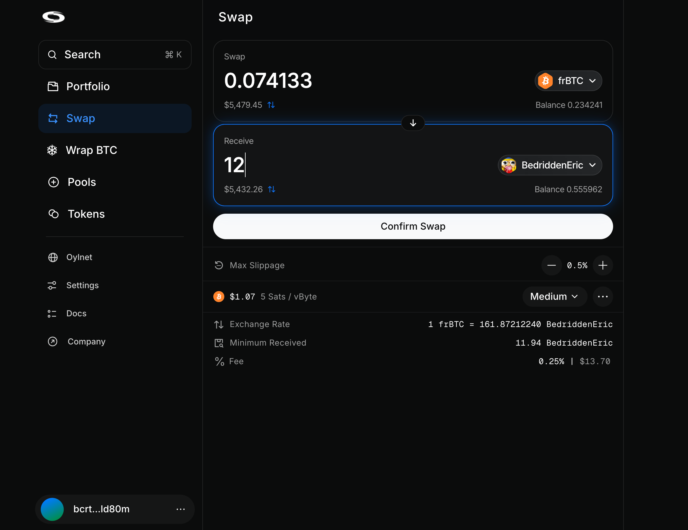 Swap Input Amount